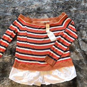 NEW English Factory Striped Knit Off-Shoulder Top